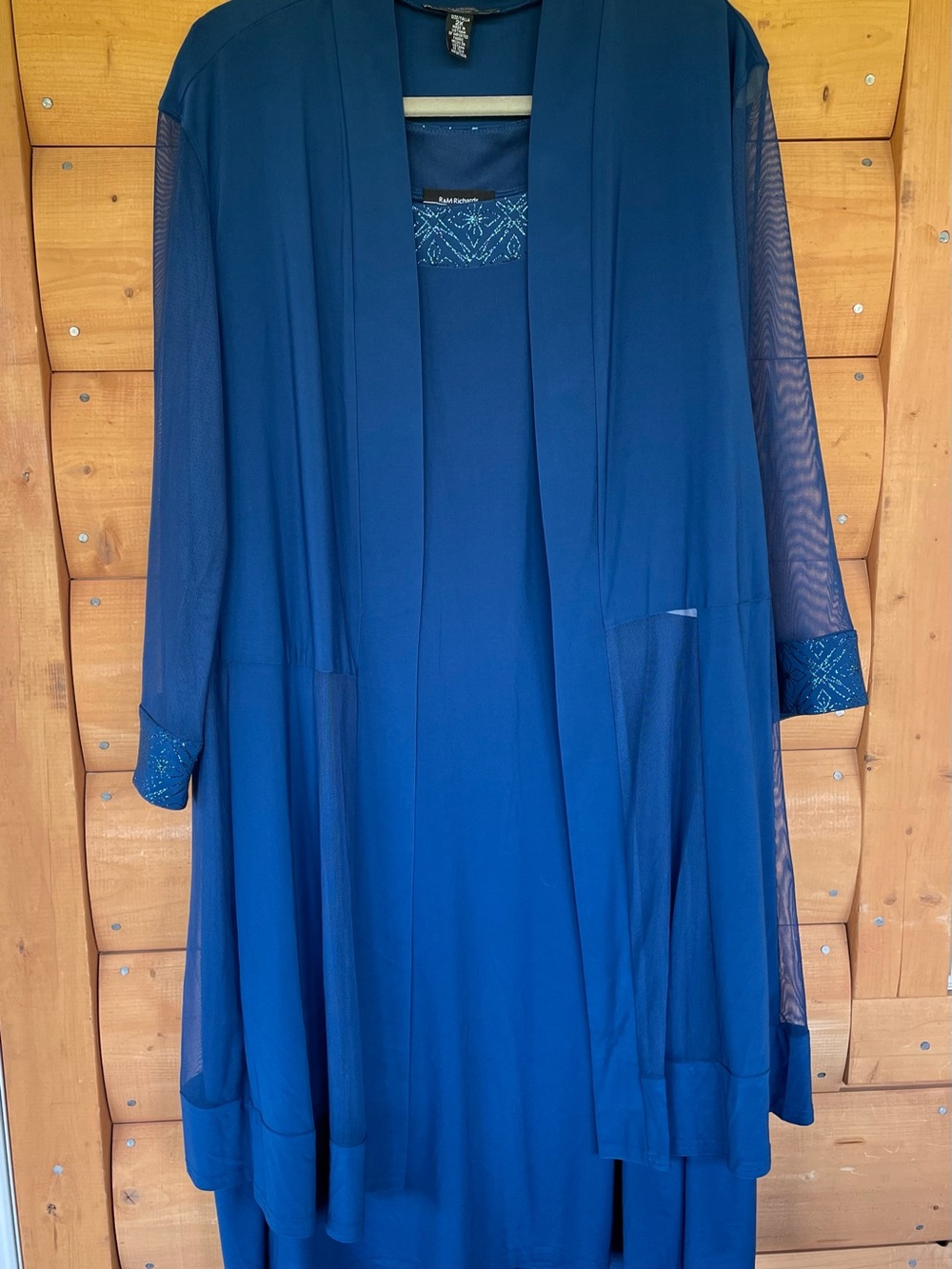 R&M Richards Blue 2 Piece Special Occasion Dress with Detailed Neckline 2X NWT